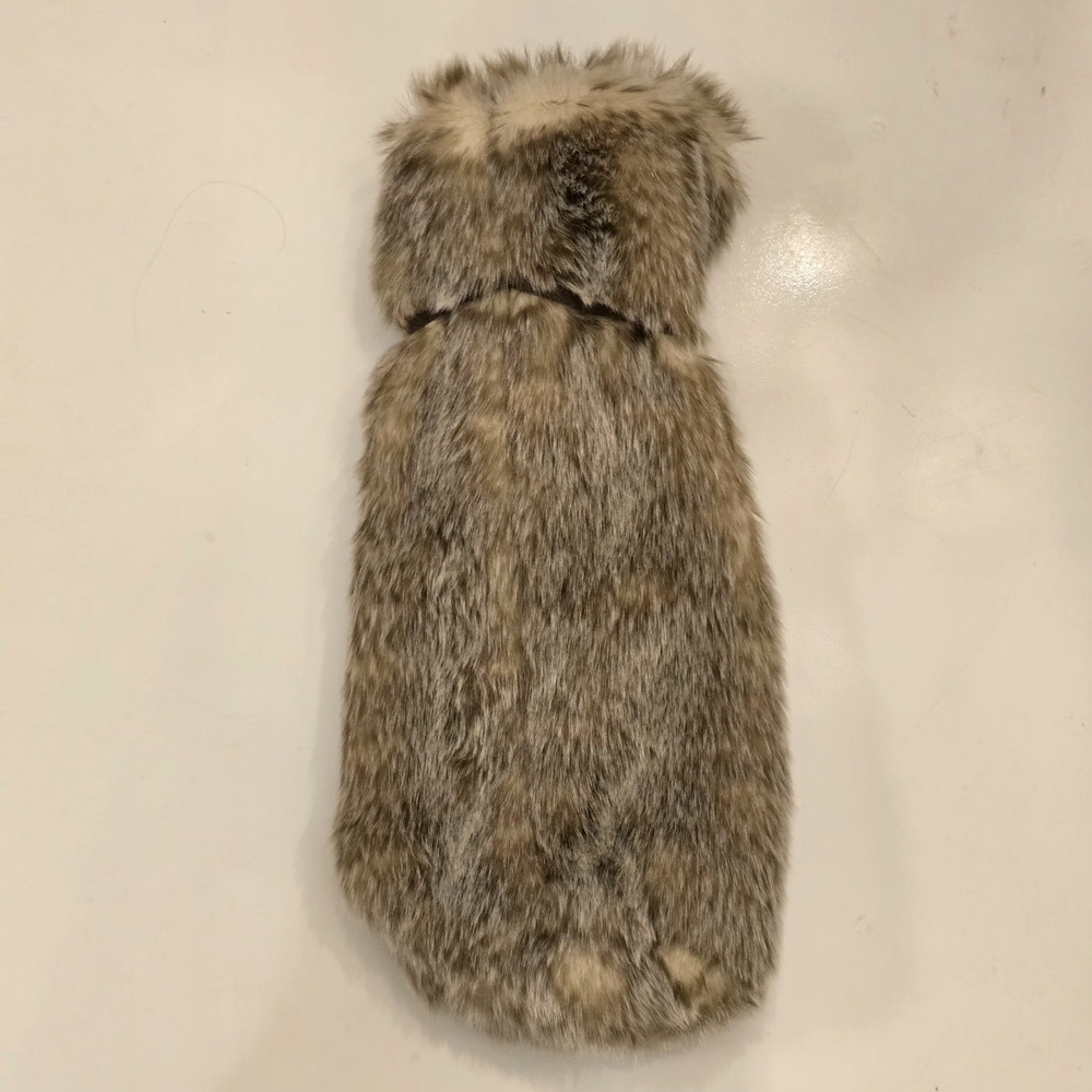 NWT Nicole Miller Brown, Taupe and Cream Faux Fur Wine Bottle Tote - Picture 2 of 4